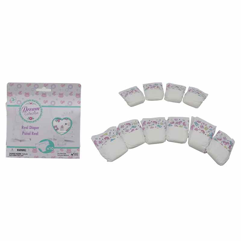 Conjunto de 10 fraldas para bonecas bebé