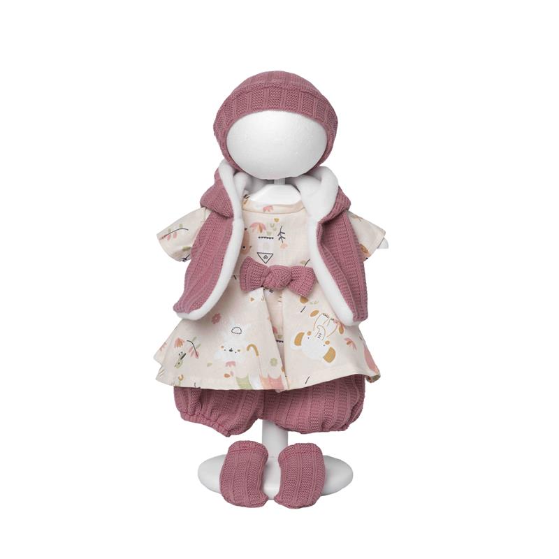 Vestidos bebé reborn 40 cm conjunto com gorro rosa