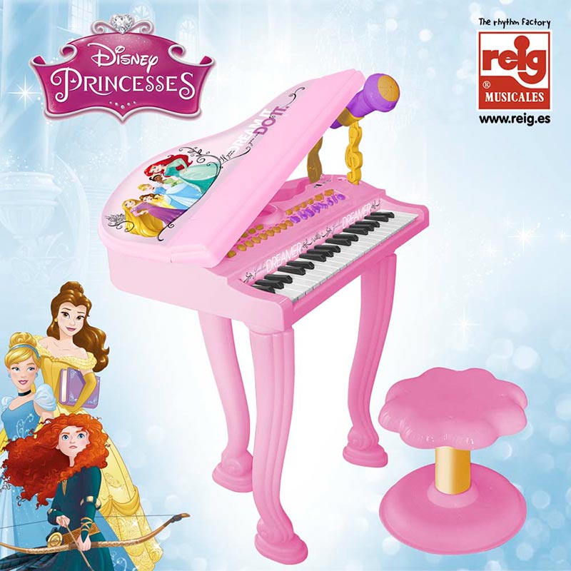 Pianinho Musical Infantil Meninas Com Microfone E Banquinho