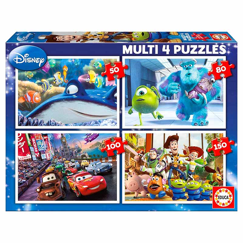 Disney Multi 4 Classics 50-80-100 Pieces Puzzle Multicolor