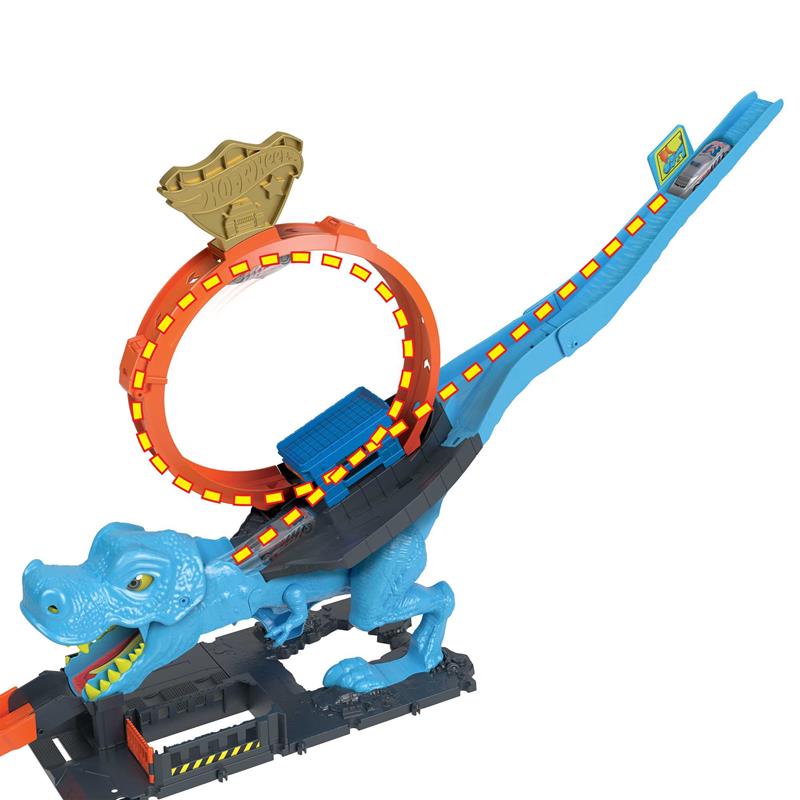 Piste De Course Hot Wheels City – Défi T-Rex, Jeu De Vitesse Et Action Pour Enfants