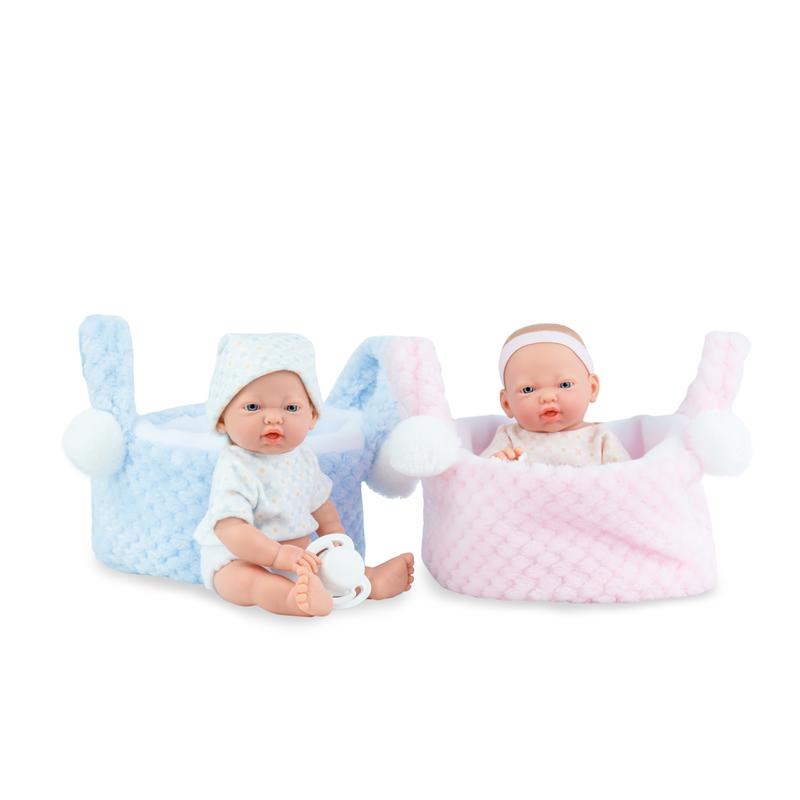 Boneca Bebé 21 cm Mini Goluseimas em cesto