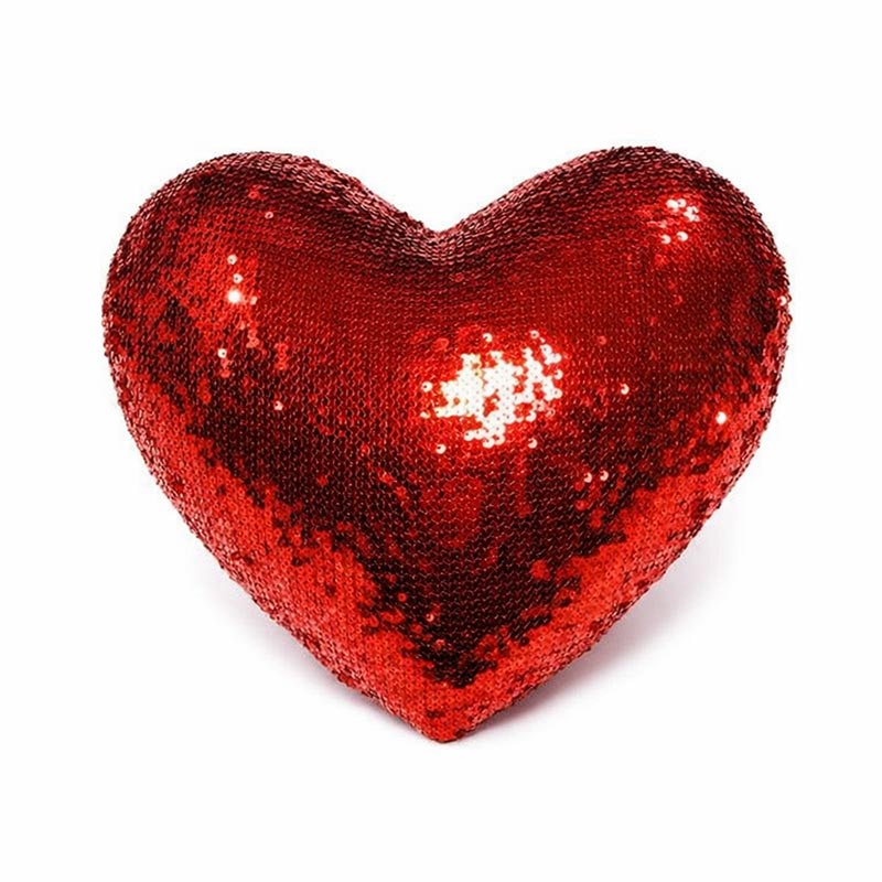 Peluche Almofada coração de lentejoulas reversívei