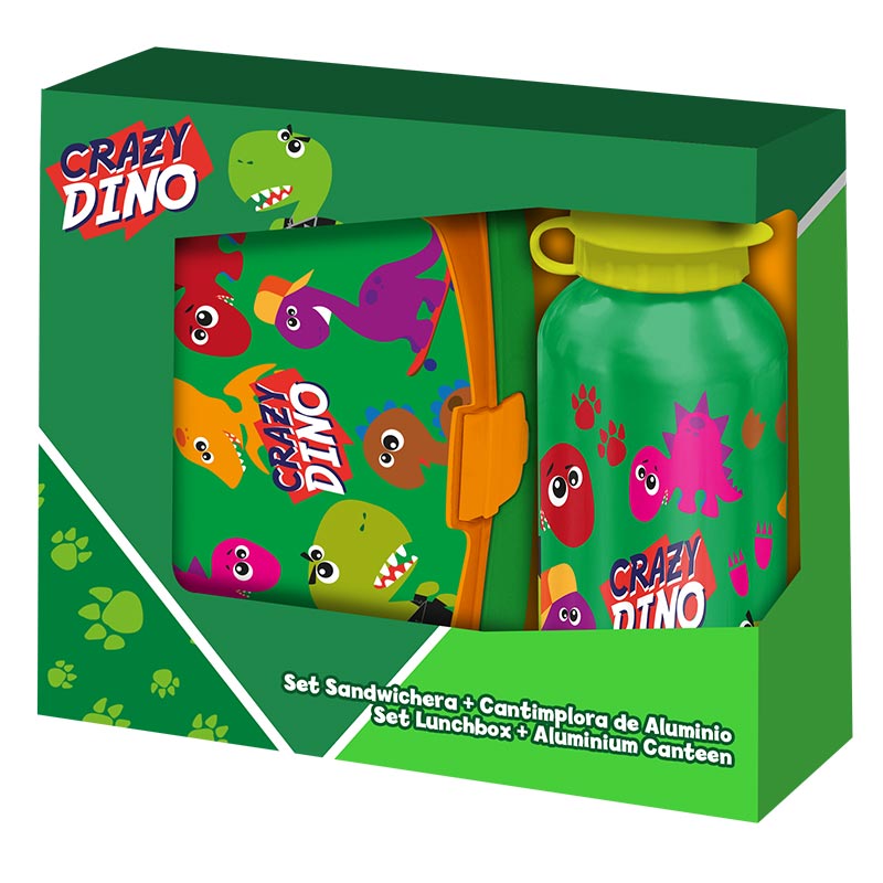 Conjunto cantil alumínio e lancheira Dino crazy