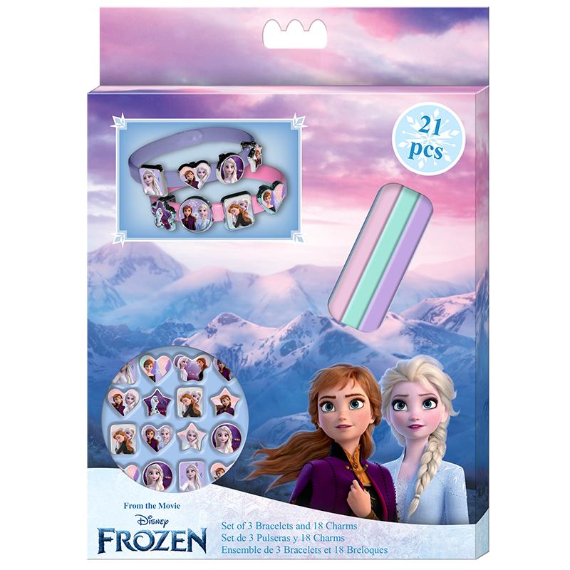 Frozen II conjunto 3 pulseiras com 18 amuletos