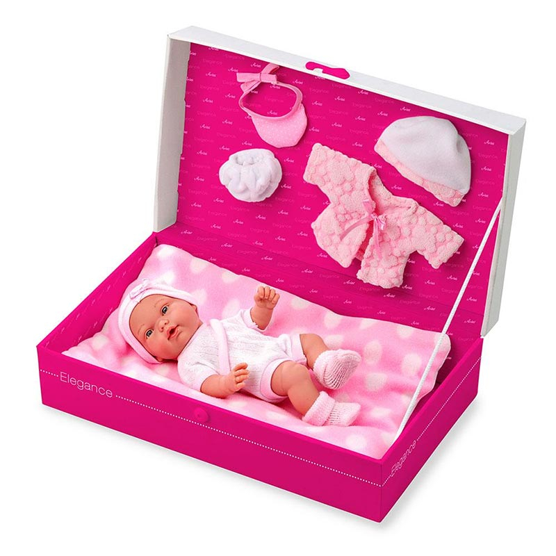 Boneca bebé Elegance 26 cm Baul com vestido extra