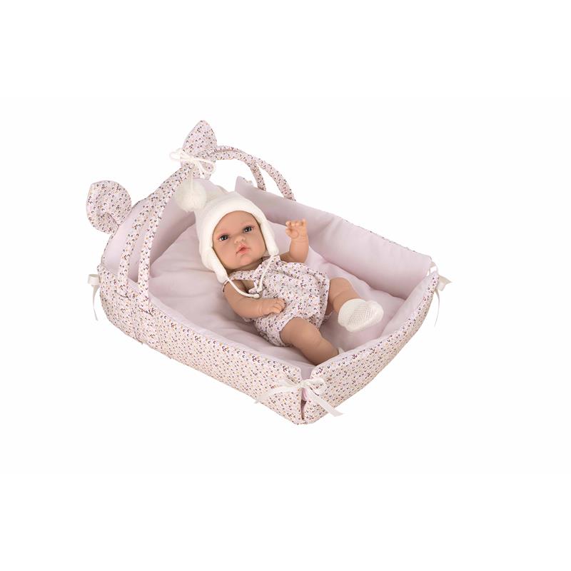 Boneca bebé Elegance 30 cm menina vinyl com berço