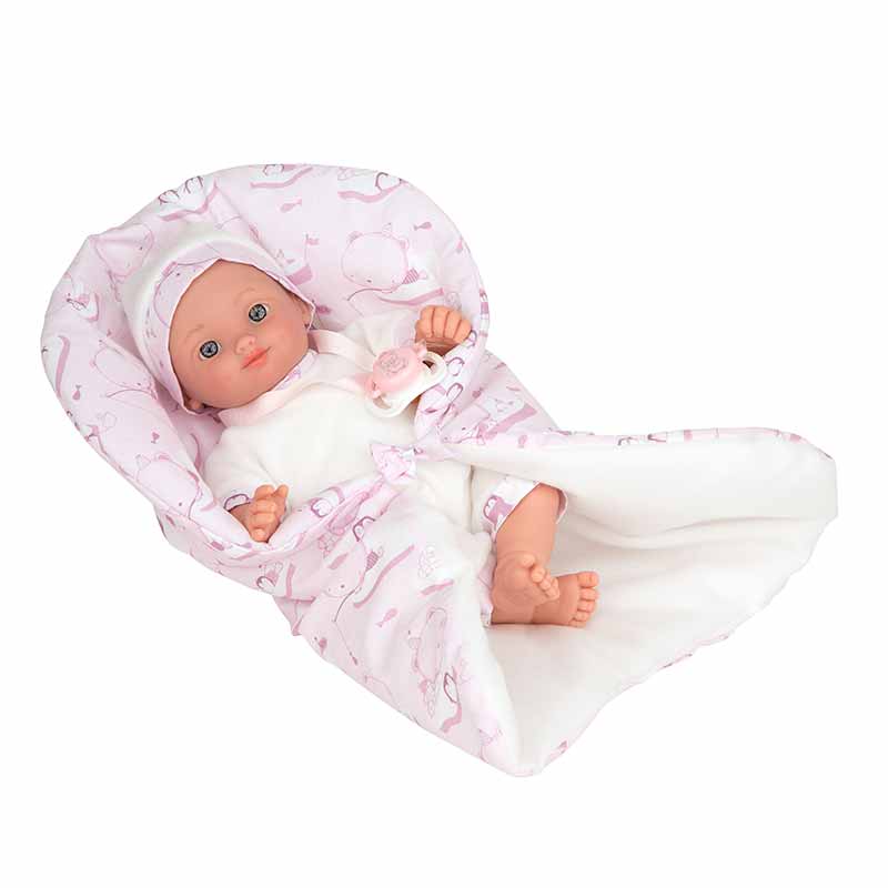 Boneca bebé Elegance 28 cm Andrea rosa com manta