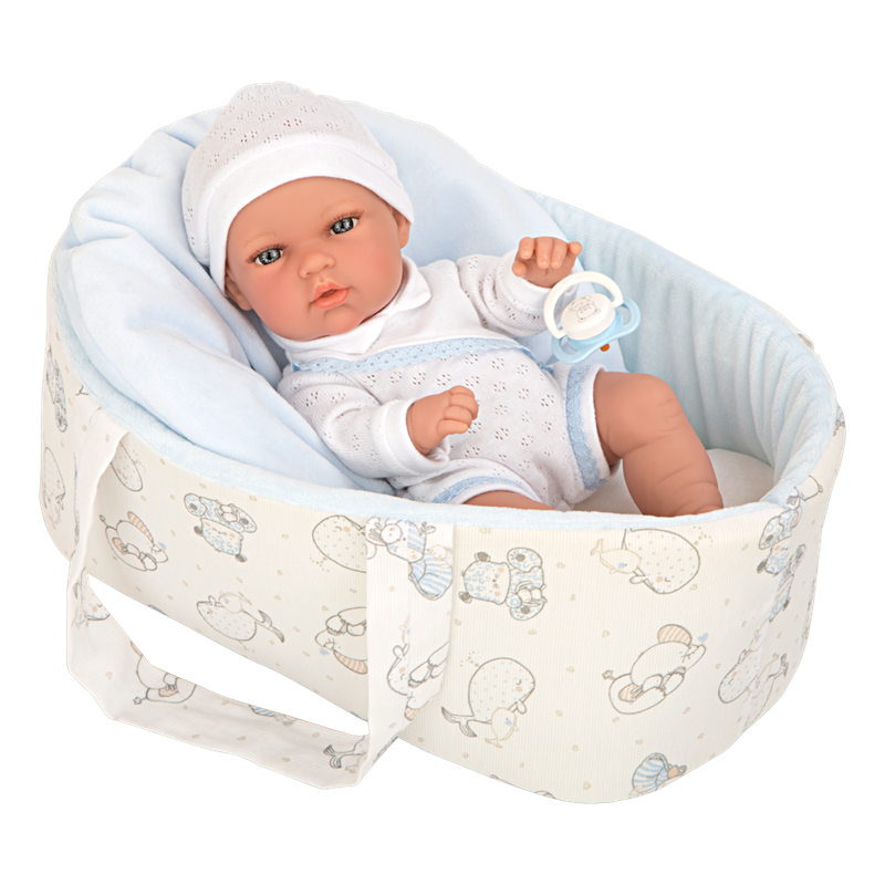 Boneca bebé Elegance 30 cm zul com alcofa