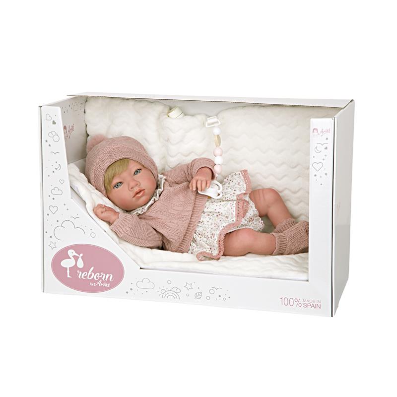 Boneca Reborn 40 cm. Chloe Rosa com Pêlo e Manta Arias 98113 - Juguetilandia