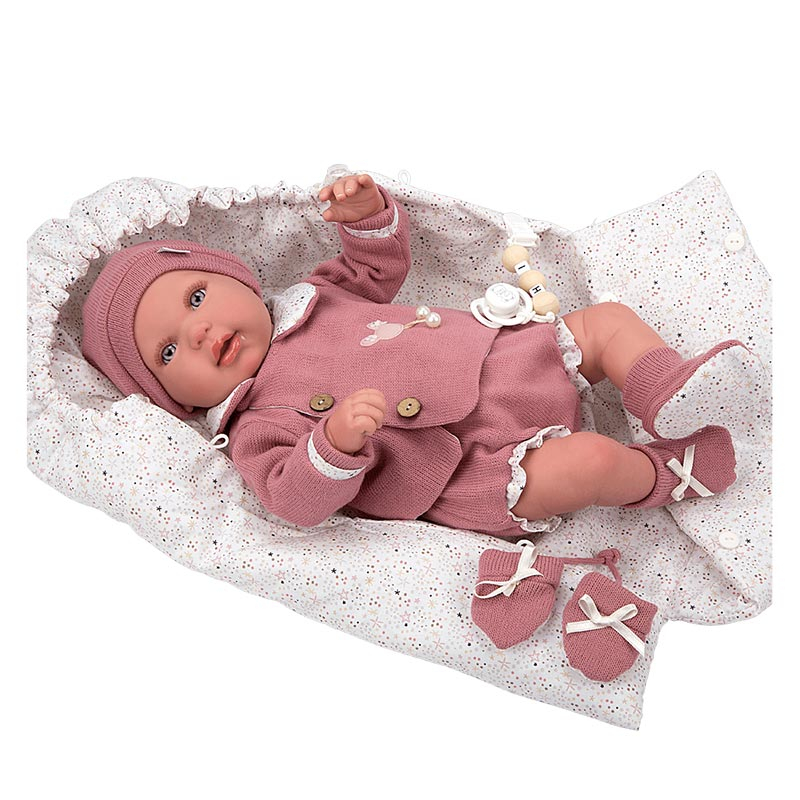 Boneca Bebé Reborn Realista, 38cm, com saco e 5 acessórios – O