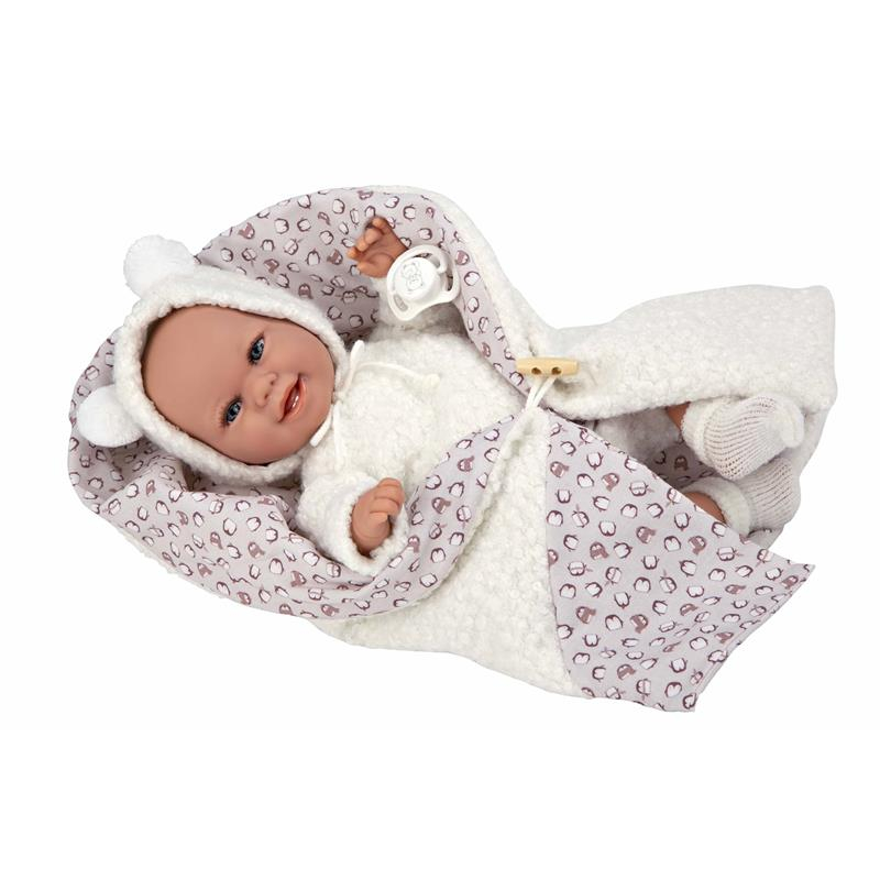 Boneca bebé Elegance Babyto branco 35 cm com manta