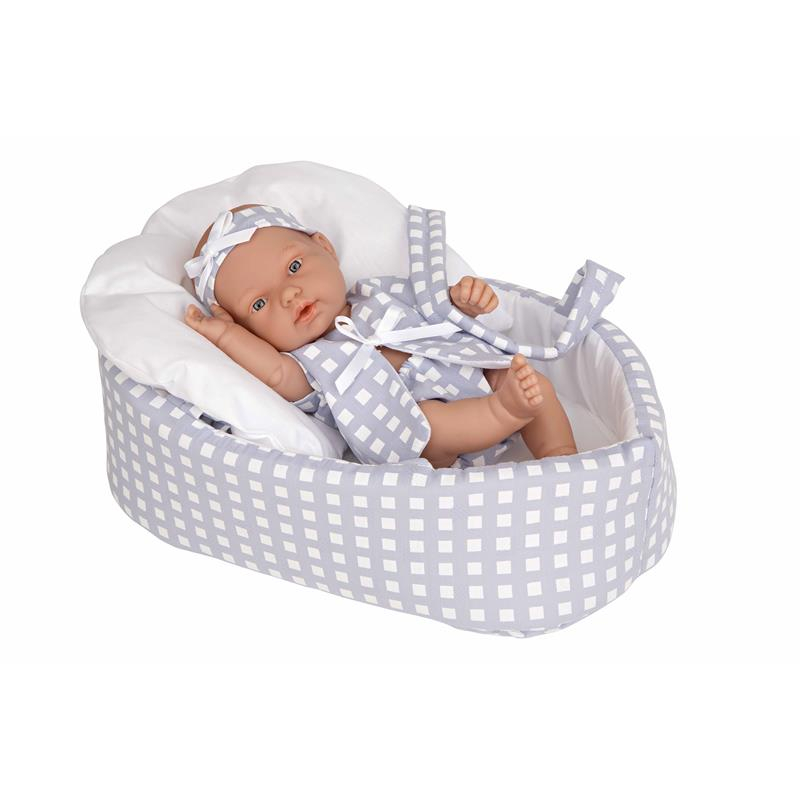 Boneca bebé Elegance pillines 26 cm com alcofa