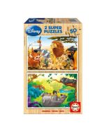 Educa puzzle madeira 2x50 animal friends