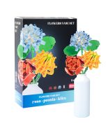 Conjunto buquê de flores com vaso