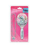 Stitch escova de cabelo e colar com amuletos