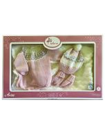 Roupa bebé reborn premium 45 cm fofo rosa e manta