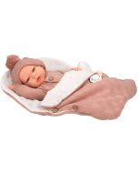 Bebé reborn 40 cm Elba rosa com saco de dormir