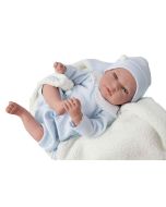 Bebé Reborn Tiago 40 cm c/ cobertor e ursinho