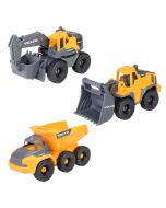 Conjunto 3 veículos equipa construção Volvo 16cm