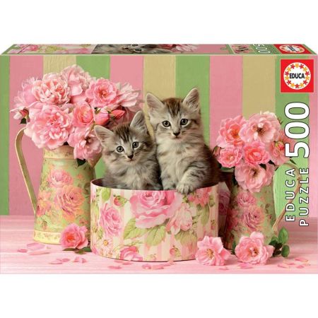 Educa Puzzle 500 gatinhos com rosas