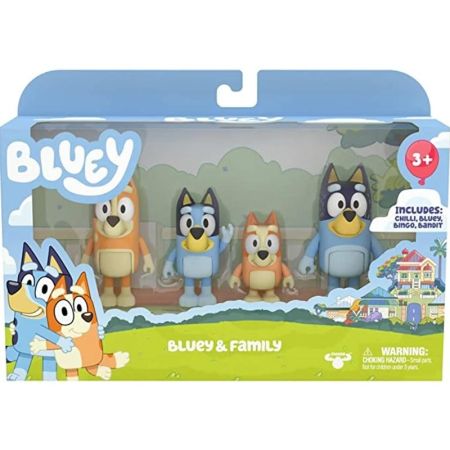 Bluey pack 4 figuras Bluey e Familia