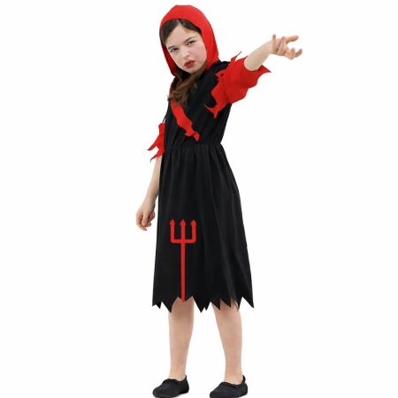 Disfarce demonia preta y vermelha infantil
