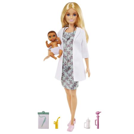 Boneca Barbie médica com bebé