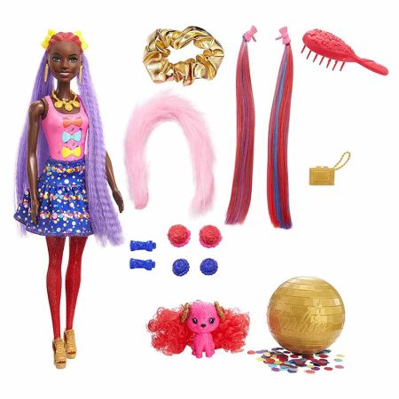 Boneca Barbie color Reveal penteados laços