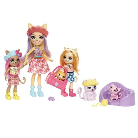 Enchantimals boneca familia de gatos siameses