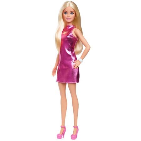 Barbie Fashionista boneca vestido rosa metalizado