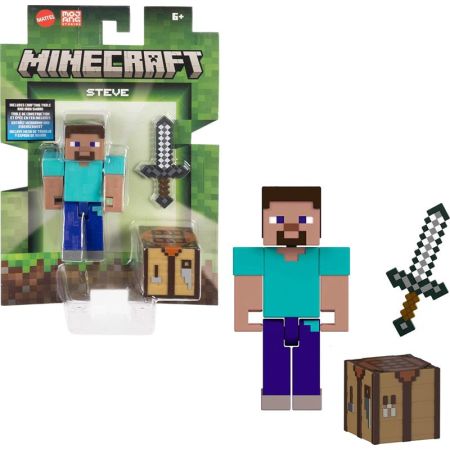 Minecraft figura Steve com mesa trabalho e espada