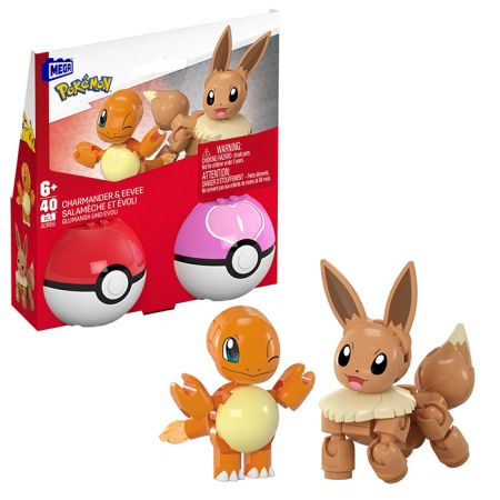 Mega Bloks Pokémon 2 pokeballs Eevee & Charmander