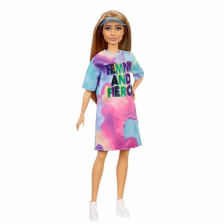 Boneca Barbie Fashionista morena vestido tie dye