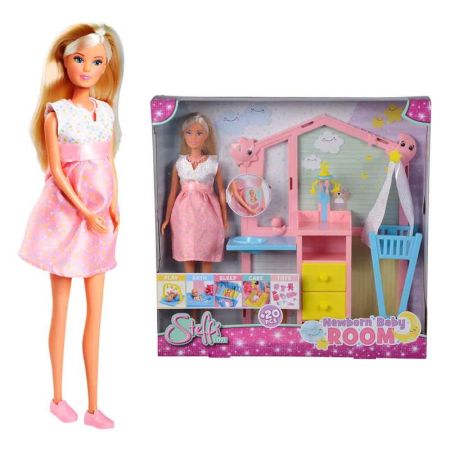 Boneca Steffi Love Grávida Familia Feliz Estilo Barbie Ken e filha Evi bebê