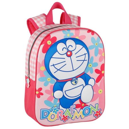 Mochila Doraemon 3D cor-de-rosa 32 cm