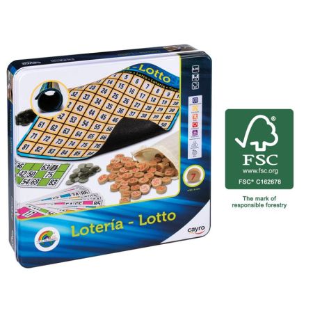 Bingo jogo lotaria em caixa de metal