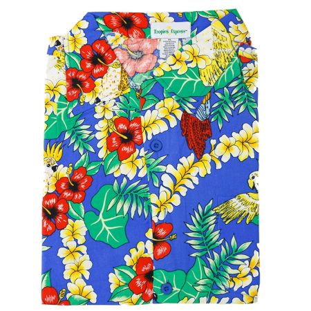 Camisa Hawaiana seda artificial azul tamanho XL