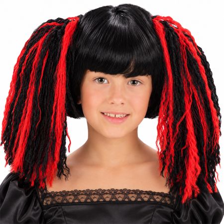 Peruca Vampira Preto e Vermelho infantil