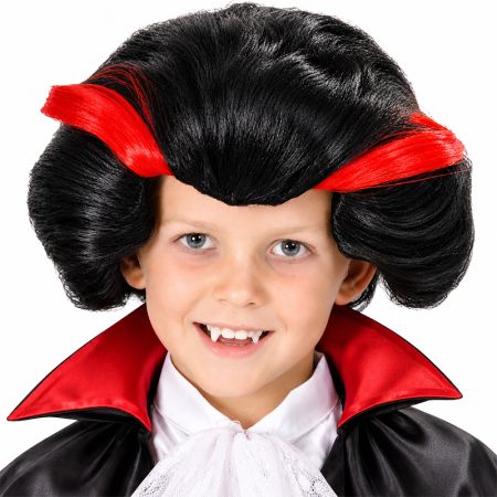 Peruca Vampiro Preto e Vermelho
