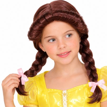 Peruca Marrom com Tranças infantil
