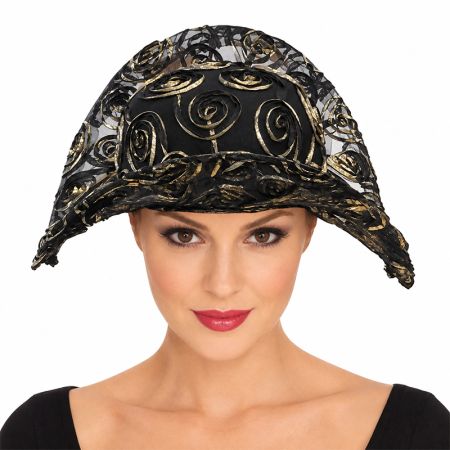Chapéu Dama preto e dourado