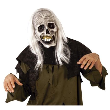 Máscara zombie esqueleto com cabelo