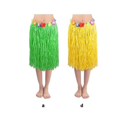 Saia hawaiana larga com flores (80 cm)