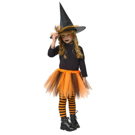 Conjunto de bruxa com tutu laranja