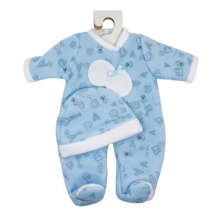 Pijamas bebé em saco 40 cm babygrow azul letras