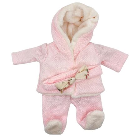 Vestidos bebé reborn 40 cm conjunto rosa com laço
