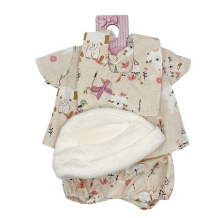 Vestidos bebé reborn 40 cm conjunto com babete