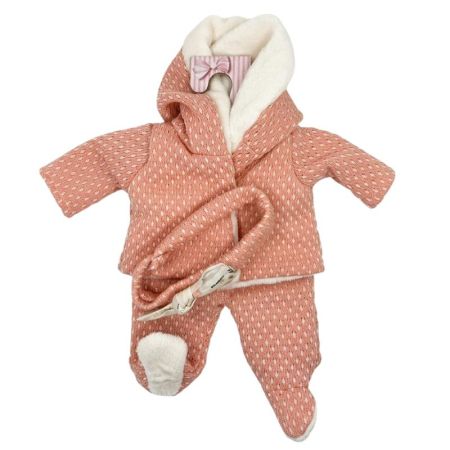 Vestidos bebé reborn 40 cm casaco e calças salmão