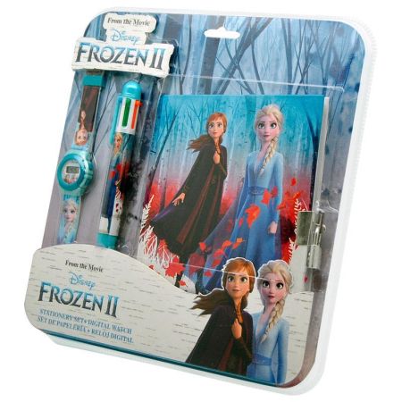 Conjunto relógio digital caneta diario Frozen II